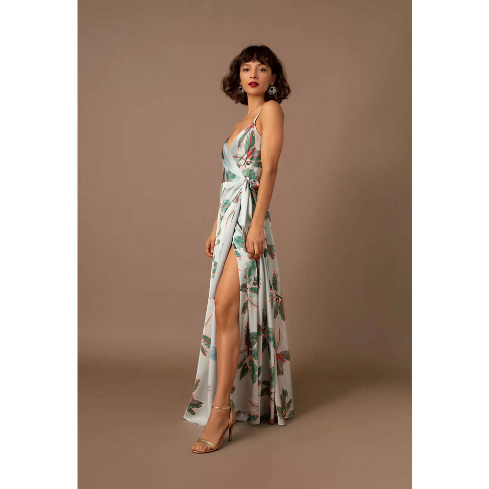 Anthropologie Hutch Saratoga Floral Tropical Blue Wrap Dress Large
